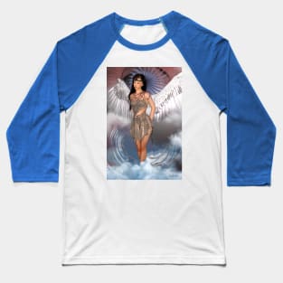 Woman with angel wings standing in clouds Baseball T-Shirt